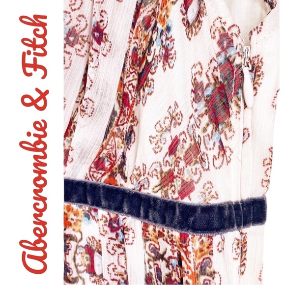 🟣ABERCROMBIE & FITCH Boho Floral V-neck Sleeveless Fit & Flare Dress, Size XS - Picture 7 of 9